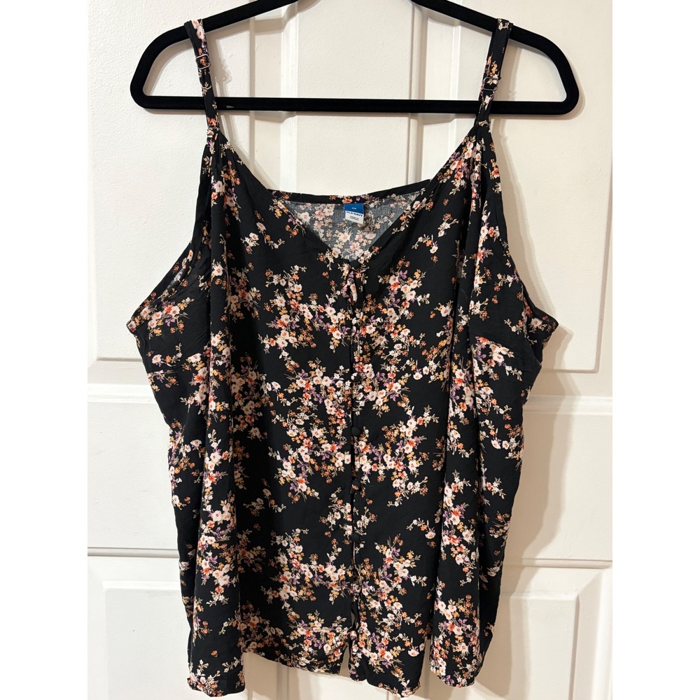 Old Navy | Plus size Floral V-Neck Cami Tank Top | 4X || Black|